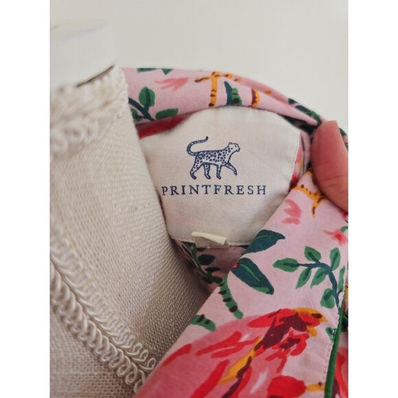 Print Fresh Organic Cotton Flamingo Floral Pink 2 Piece Pajama Set S Lounge - Picture 6 of 11